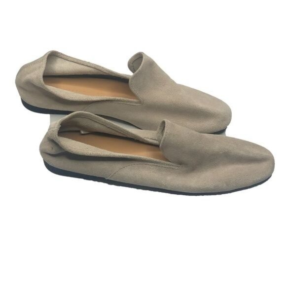 Zara Trafaluc Natural Beige Suede Leather Slip-On Loafers - Picture 4 of 6